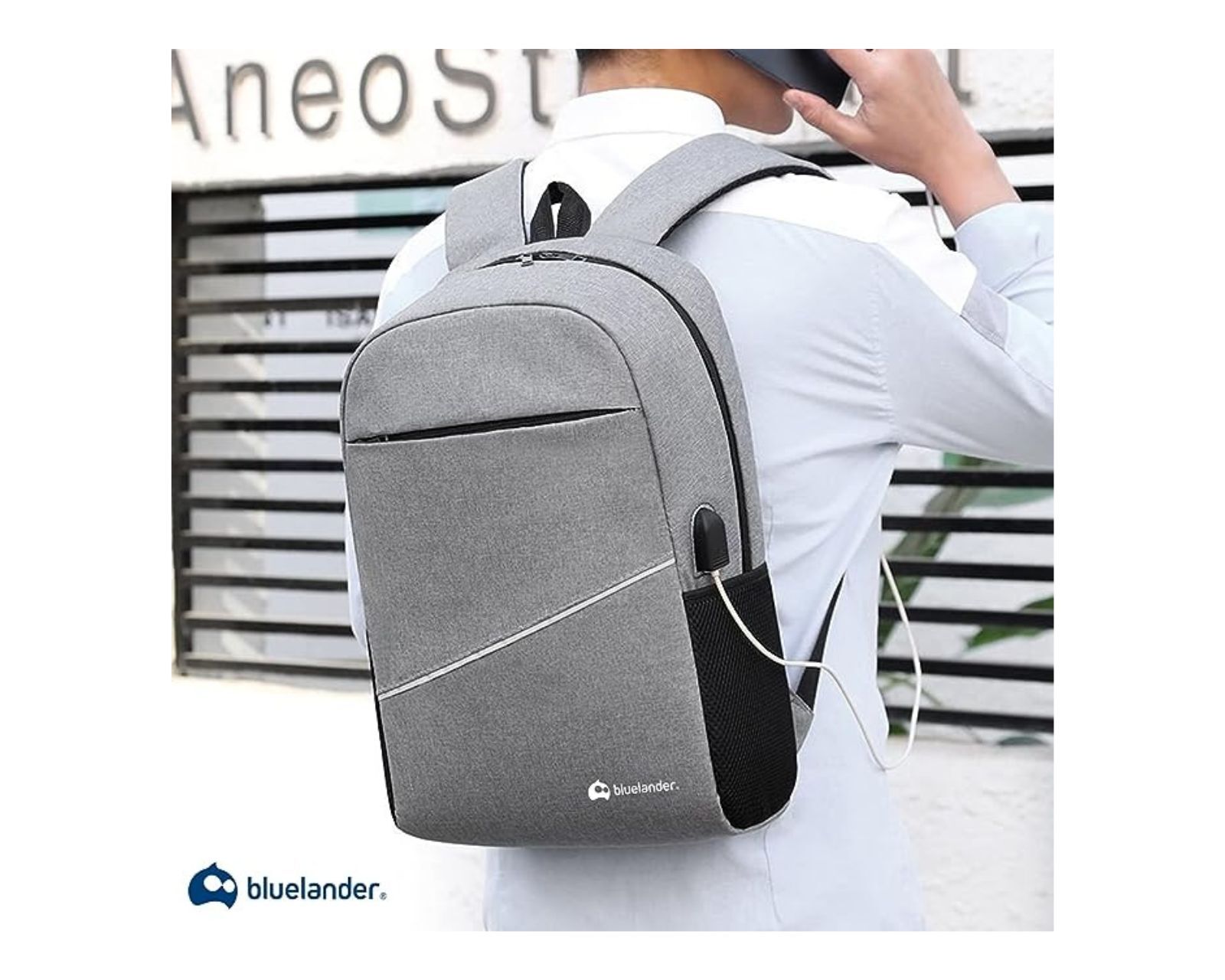 Foto 4 pulgar | Mochila con Lapicera y Bolsa Cruzada Bluelander color Gris 3 Piezas