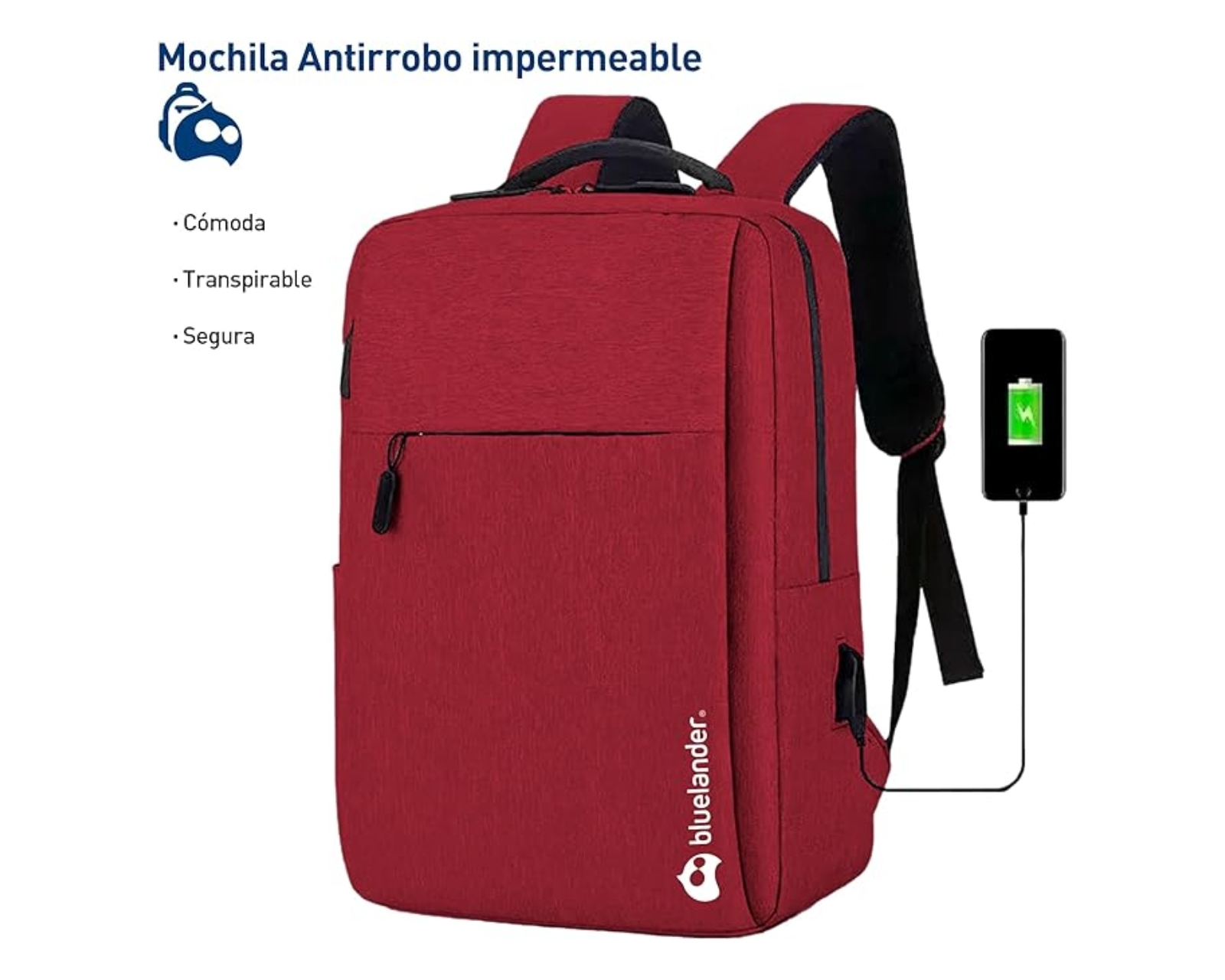 Foto 3 pulgar | Mochila Bluelander Impermeable color Rojo