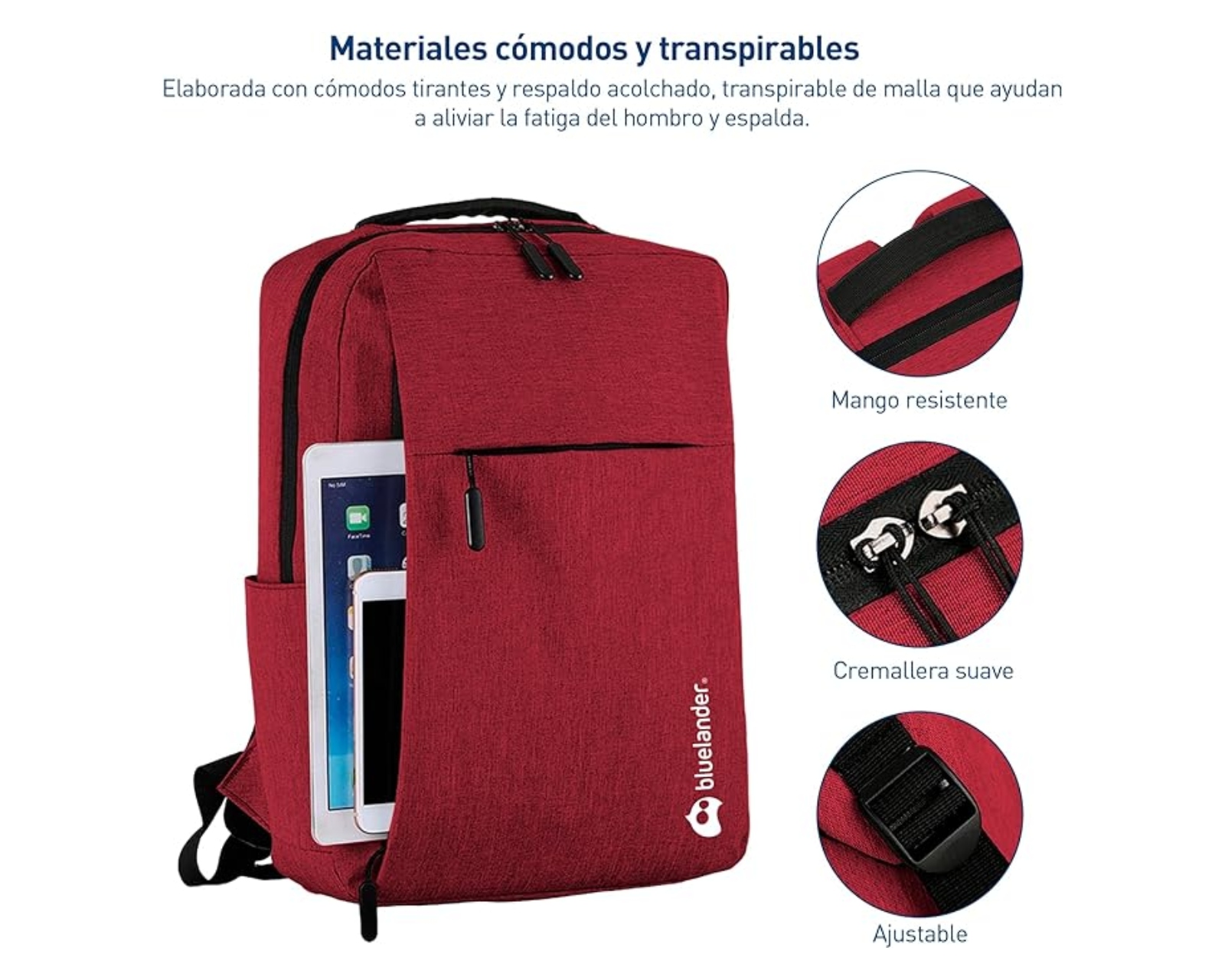 Foto 4 pulgar | Mochila Bluelander Impermeable color Rojo