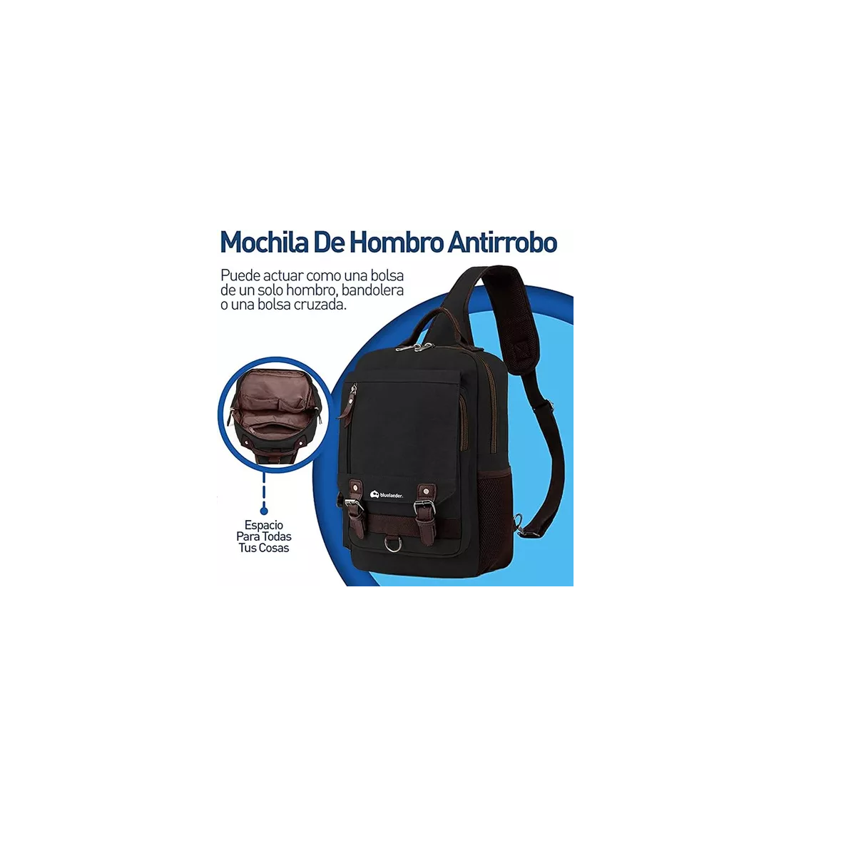 Foto 4 pulgar | Mochila Cruzada de Broches Eo Safe Imports Esi-10133 Negro