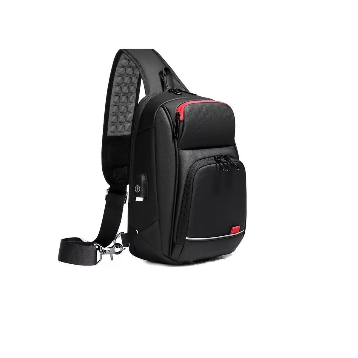 Pechera Mochila Cruzada Lujo Antirrobo Carga Usb Eo Safe Imports Esi-10134 Negro para Hombre