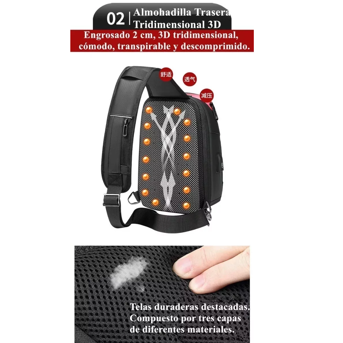 Foto 4 pulgar | Pechera Mochila Cruzada Lujo Antirrobo Carga Usb Eo Safe Imports Esi-10134 Negro para Hombre