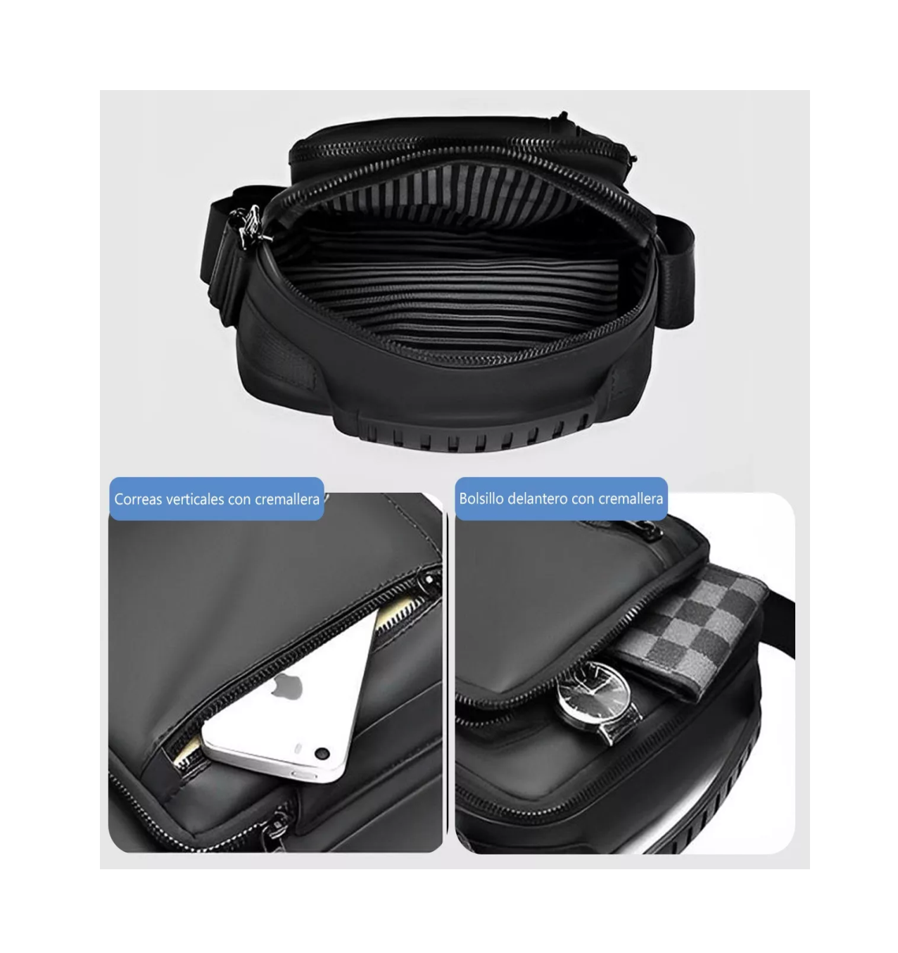 Foto 2 | Bandolera Belug Negra para Hombre