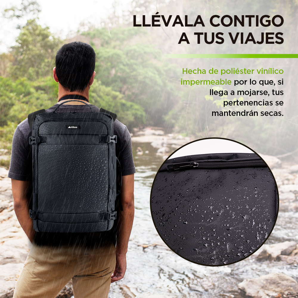 Foto 8 pulgar | Mochila De Viaje Para Laptop Expandible Impermeable Antirrobo, Hikeo, Negro, 83524-bl