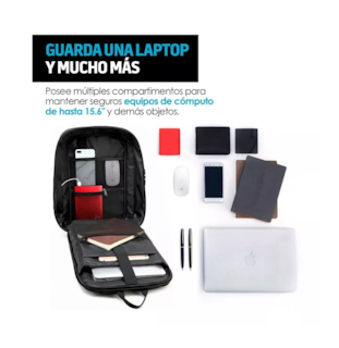 Foto 4 | Mochila Antirrobo para Laptop con Cargador Negro