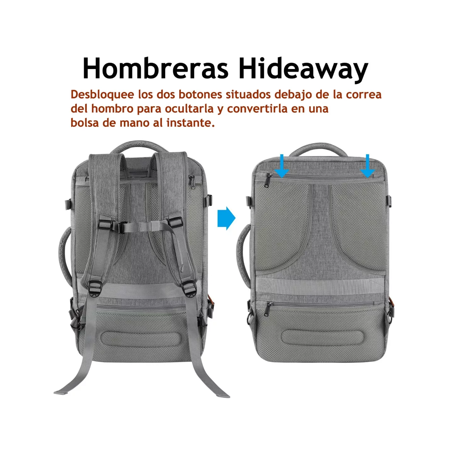 Foto 5 pulgar | Mochila de Viaje 10 Kg Antirrobo Gris