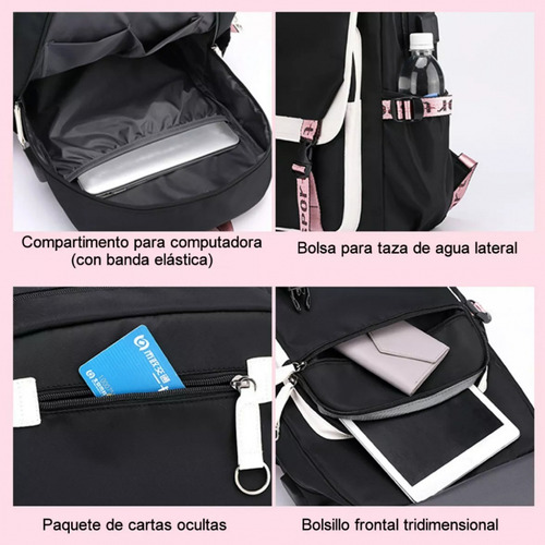 Foto 5 | Venta Internacional - Mochila con Puerto Usb Juvenil Negra