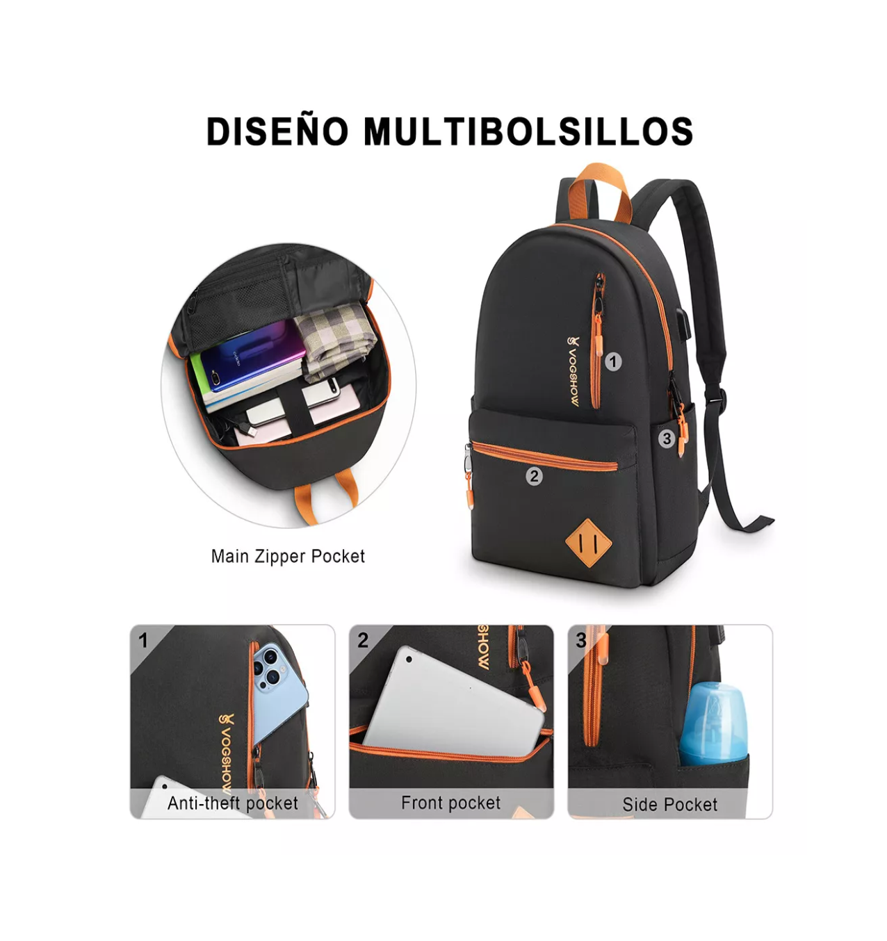 Foto 3 pulgar | Mochila Impermeable con Compartimento para Laptop Belug Negra