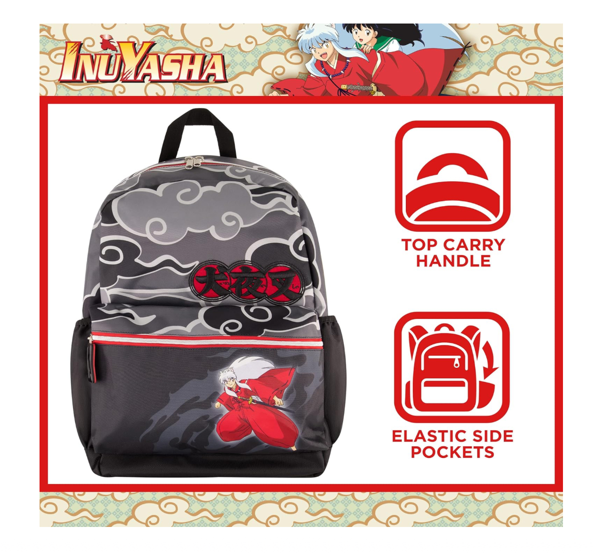 Foto 4 pulgar | Mochila Escolar Inuyasha Negra