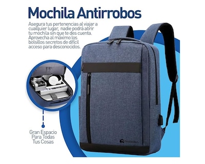 Foto 2 | Mochila Bluelander para Laptop de 15" con Puerto USB para Power Bank Impermeable Azul