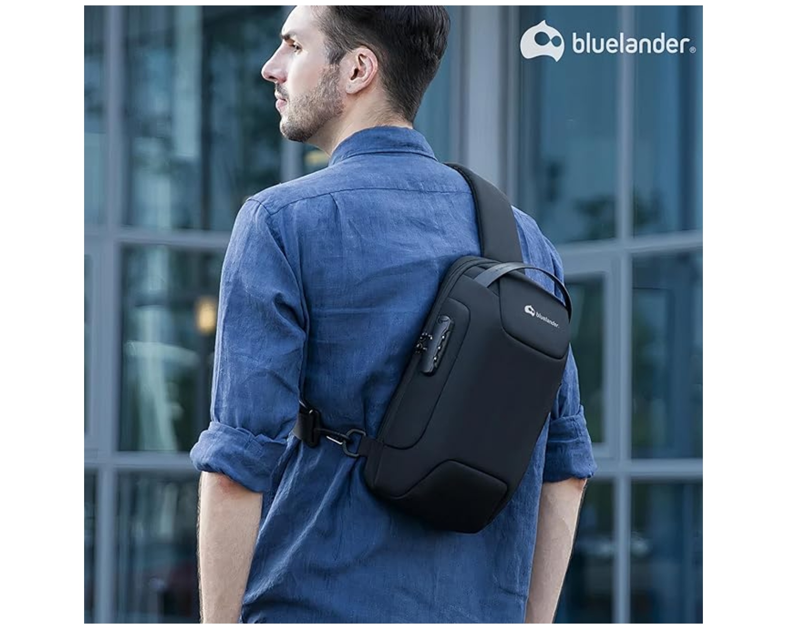 Foto 8 pulgar | Mochila Antirrobo Cruzada Bluelander con Puerto USB y Diseño Impermeable