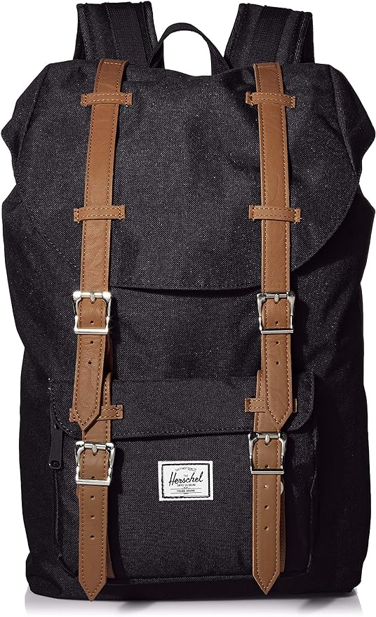 Foto 2 pulgar | Mochila para Laptop Herschel Little America Negra con Detalles en Cuero Sintético Tan