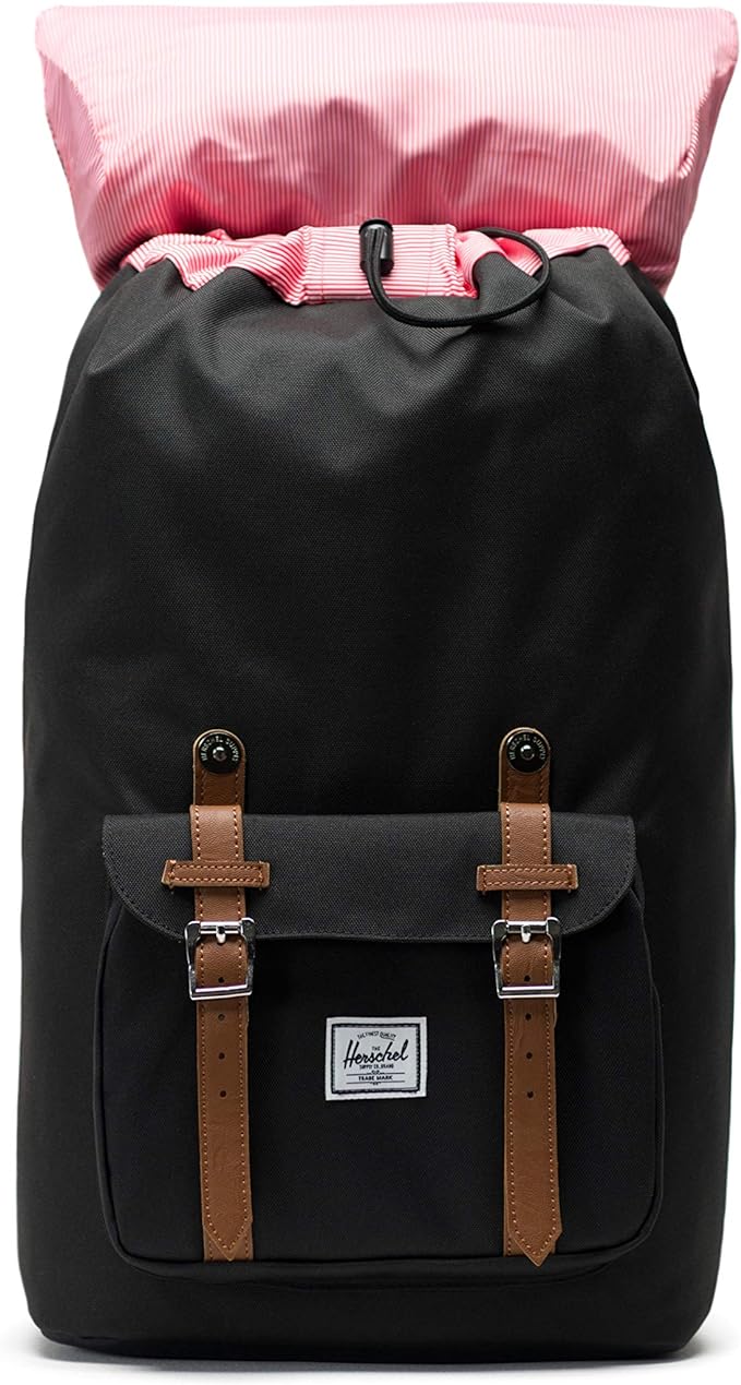 Foto 4 pulgar | Mochila para Laptop Herschel Little America Negra con Detalles en Cuero Sintético Tan