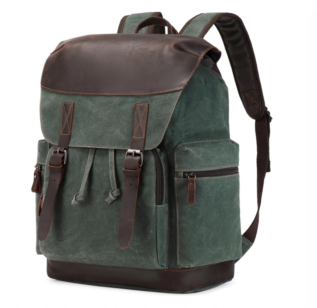 Mochila de Cuero Verde para Hombre