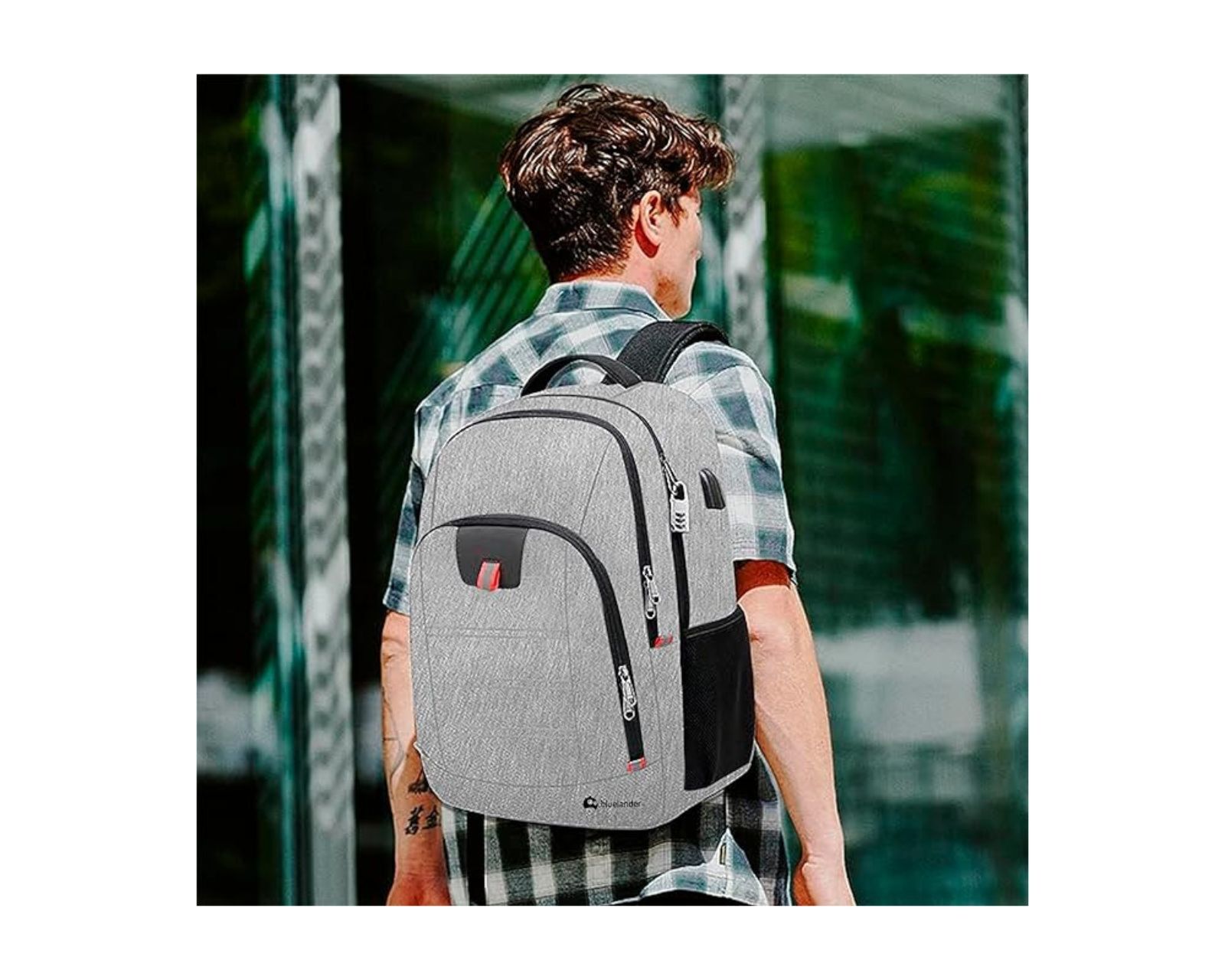 Foto 6 pulgar | Mochila para Laptop Bluelander Candado Antirrobo Puerto USB Auxiliar para Auriculares Impermeable