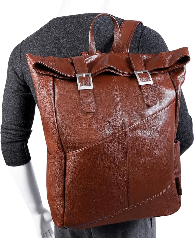 Foto 2 | Mochila de Cuero para Laptop de Doble Acceso con Protección Integrada