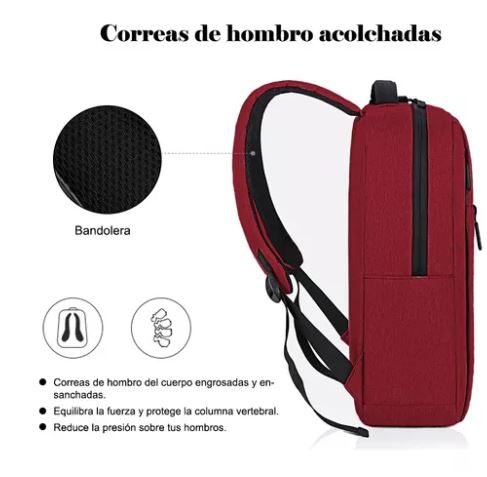 Foto 3 pulgar | Mochila Wünd Roja Antirrobo Impermeable con Carga USB