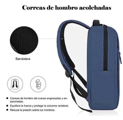 Foto 3 pulgar | Mochila Wünd Azul Antirrobo Impermeable con Carga USB