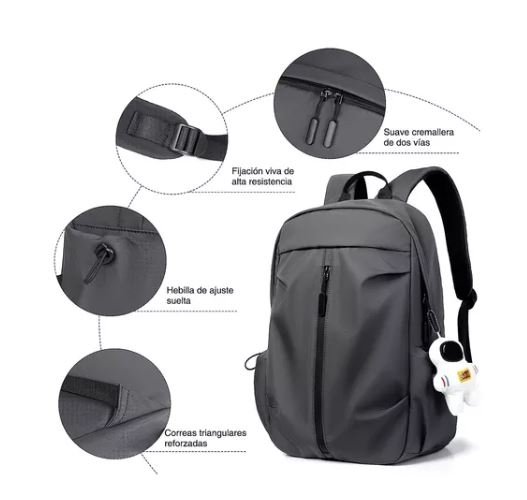 Foto 4 pulgar | Mochila Multifuncional Impermeable Gris