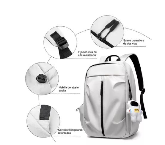 Foto 4 pulgar | Mochila Multifuncional Impermeable Blanca