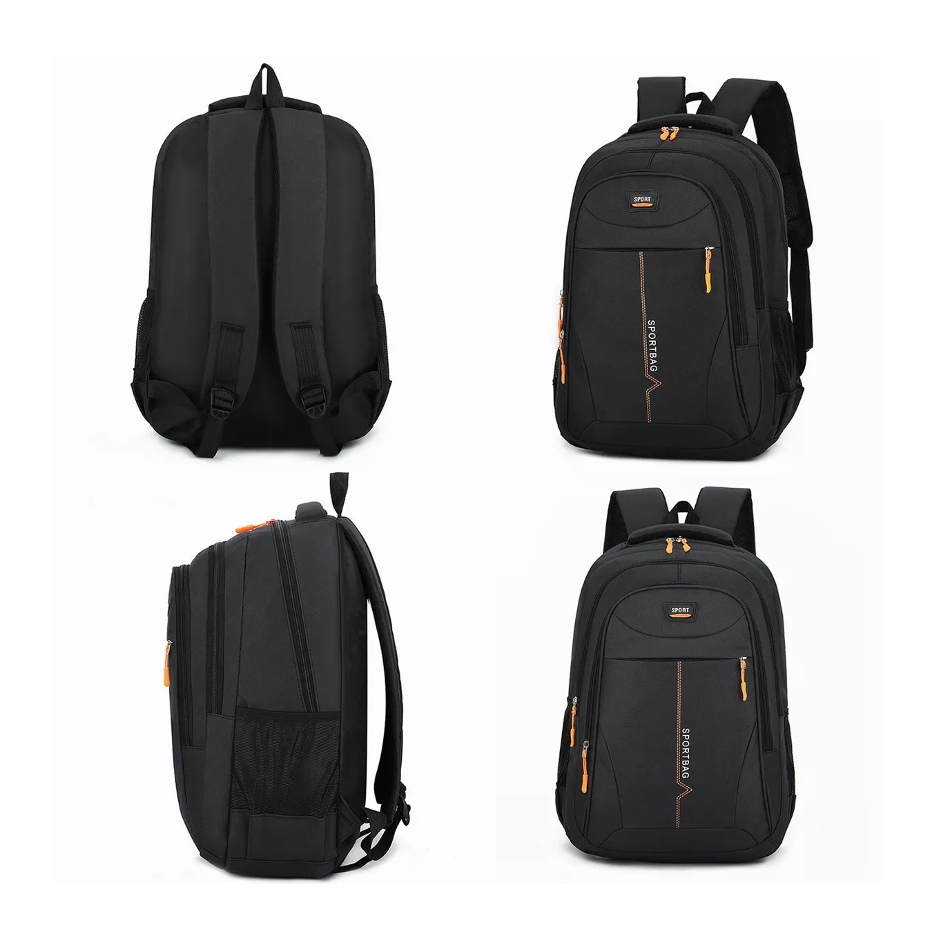 Foto 4 pulgar | Mochila Sport Negra Líneas Amarillas