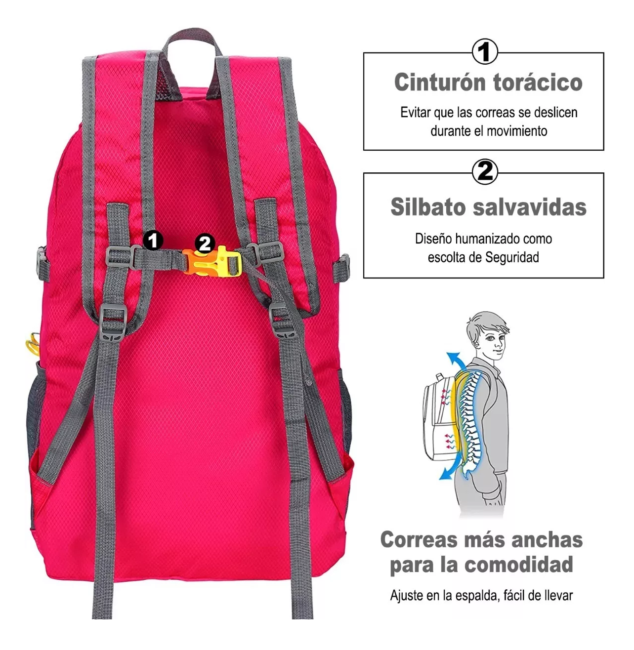 Foto 5 pulgar | Mochila de Senderismo Werewolves Impermeable Plegable 35l Roja