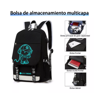 Foto 5 | Mochila Antirrobo De Viaje De Gran Capacidad Negro