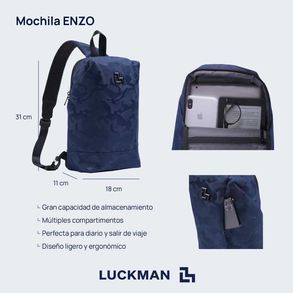 Foto 9 pulgar | Mochila Cruzada Antirrobo Luckman Enzo Azul
