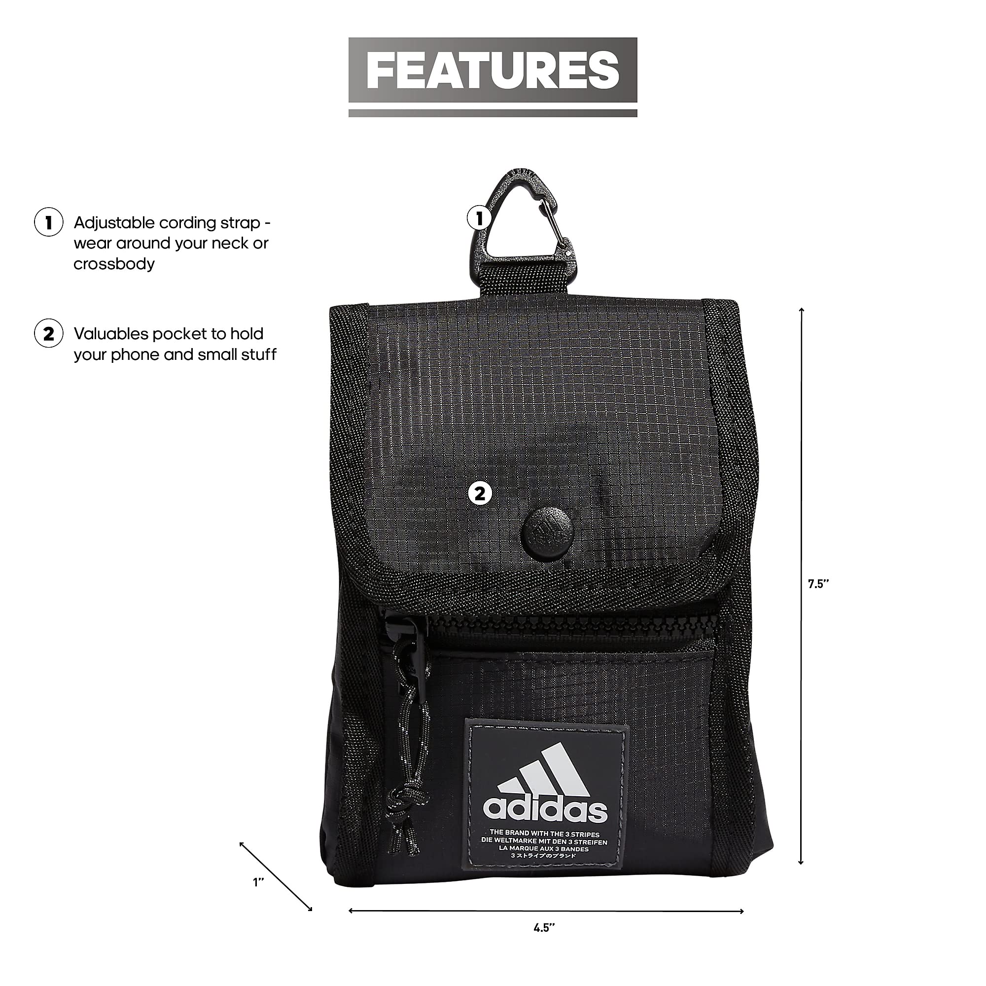 Foto 2 | Venta Internacional - Cartera De Viaje Bandolera Adidas Black