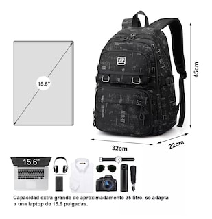 Foto 4 | Mochila Hombre Extra Grande 35l, Black Snowflake