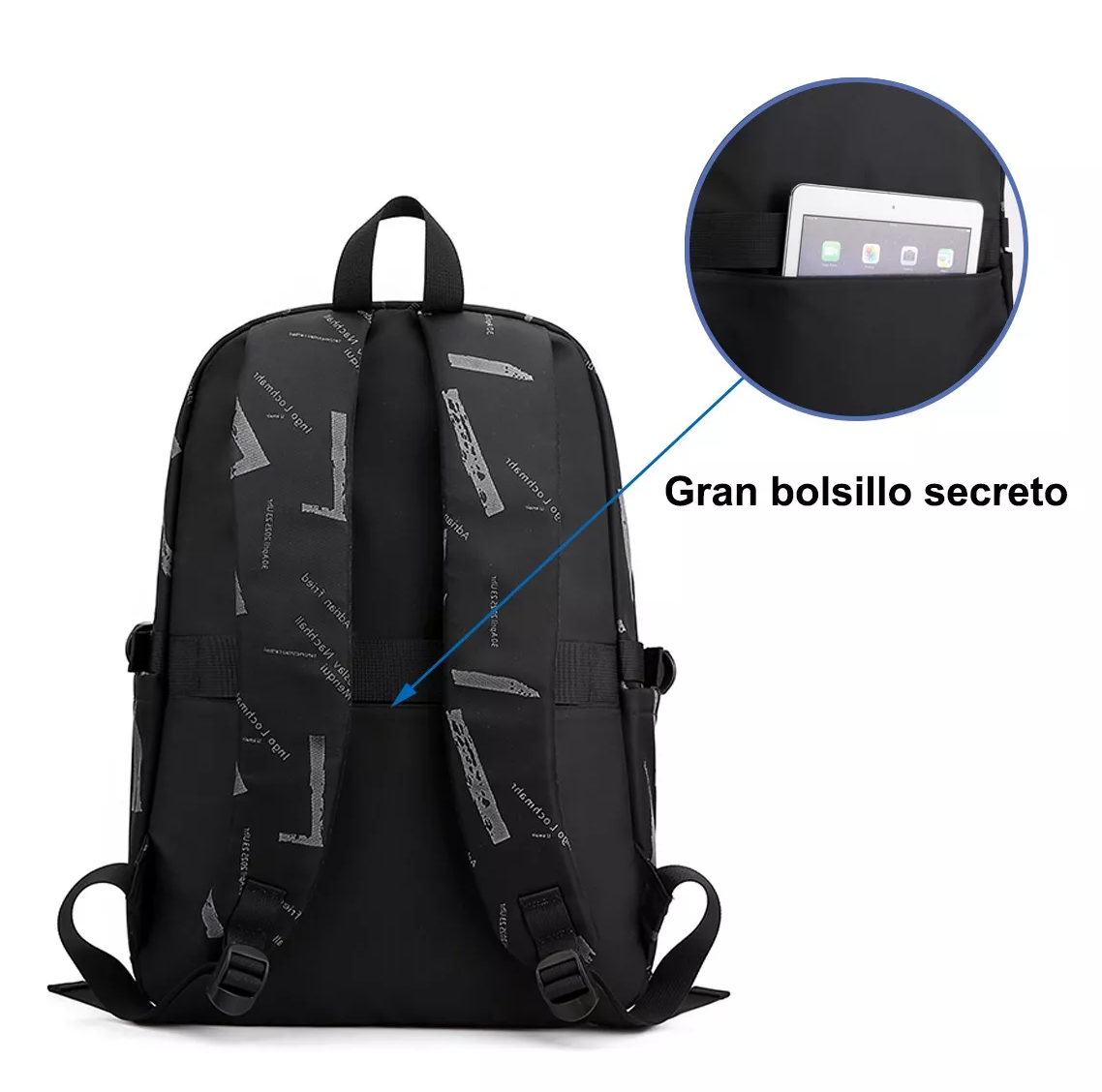 Foto 5 | Mochila Hombre Extra Grande 35l, Black Graffiti