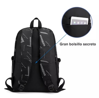 Foto 5 | Mochila Hombre Extra Grande 35l, Black Graffiti