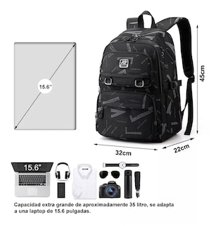 Foto 4 | Mochila Hombre Extra Grande 35l, Black Graffiti