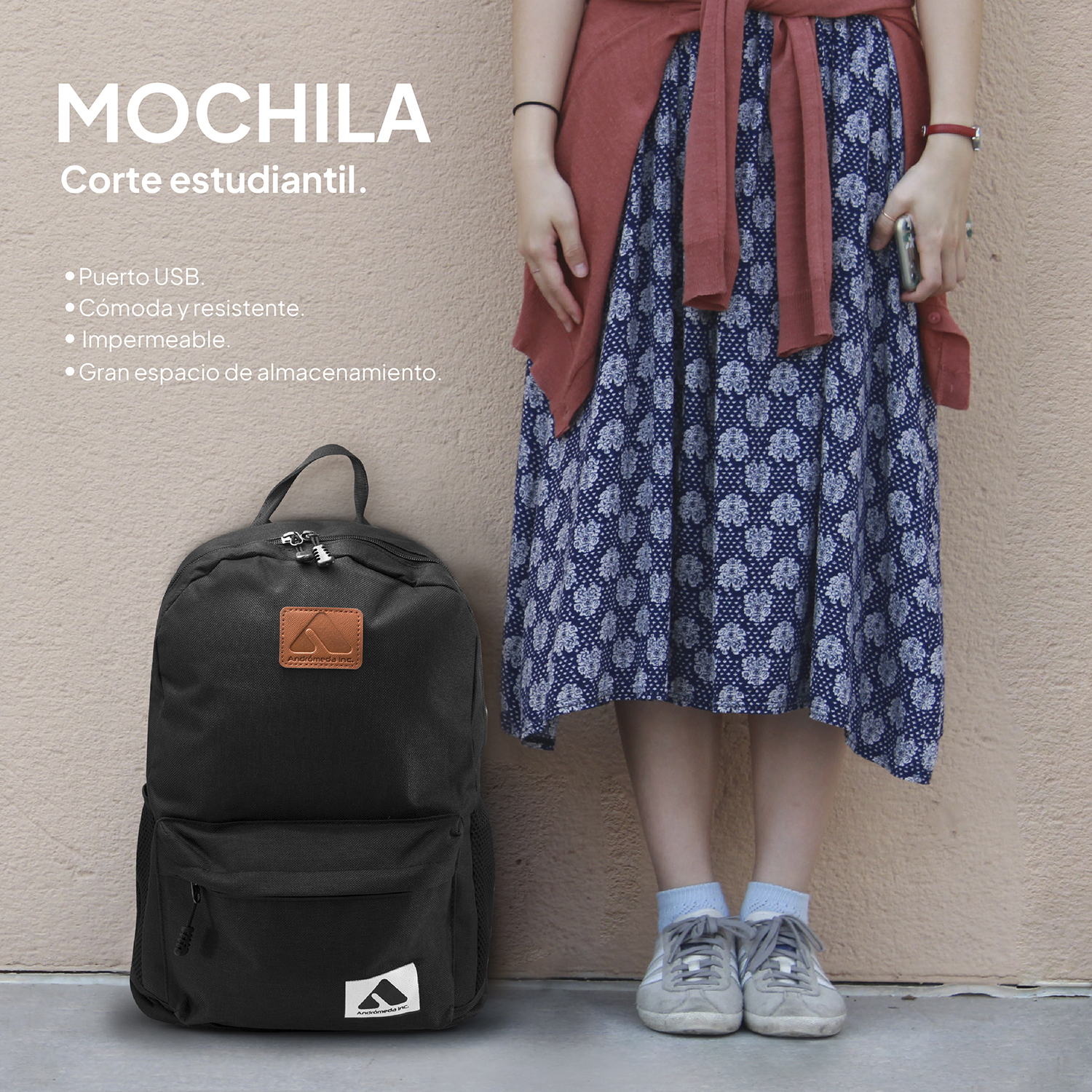 Foto 7 | Mochila En Color Negro Con Diseño Casual Para Lap Top Con Carga Usb