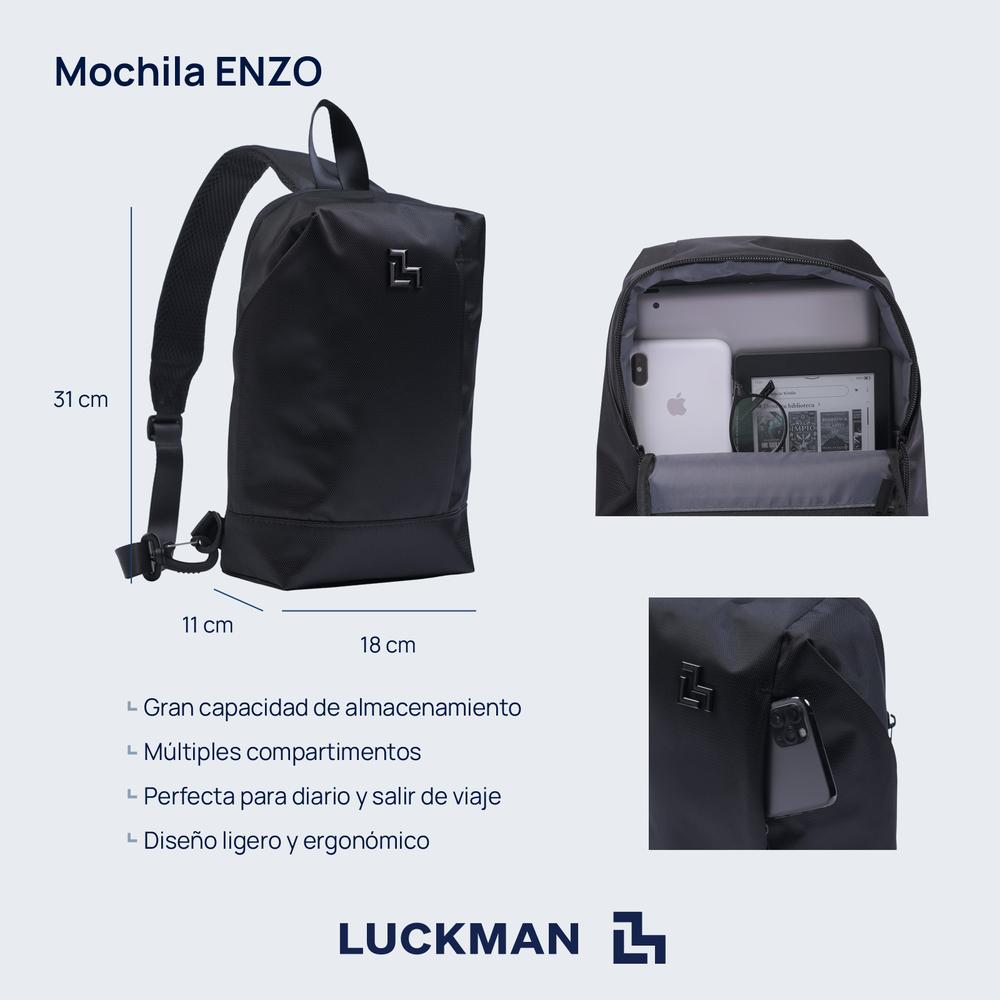Foto 9 pulgar | Mochila Hombre Cruzada Antirrobo Tipo Crossbody Luckman, Modelo Enzo Negro