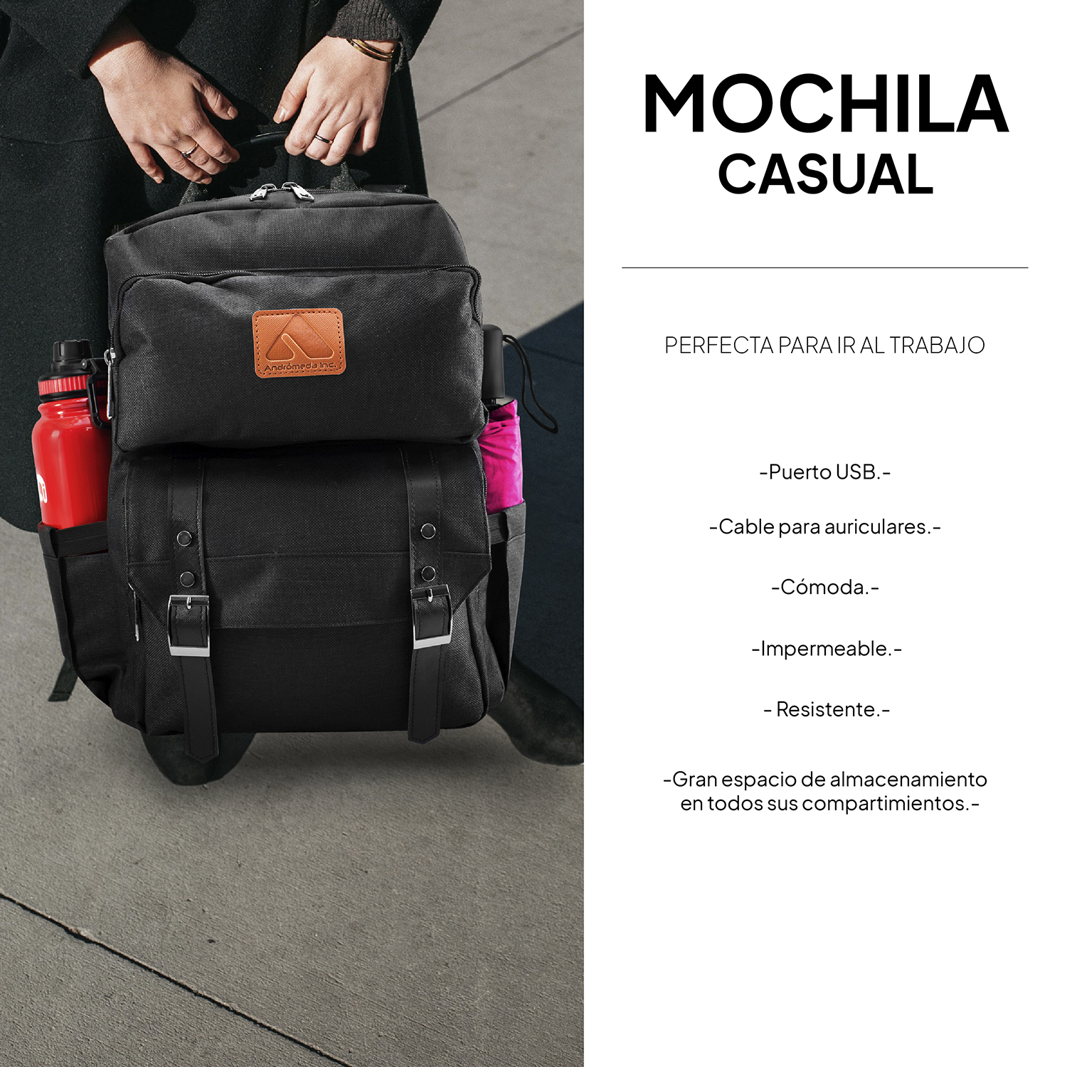 Foto 7 | Mochila Escolar Andromeda Inc Negra