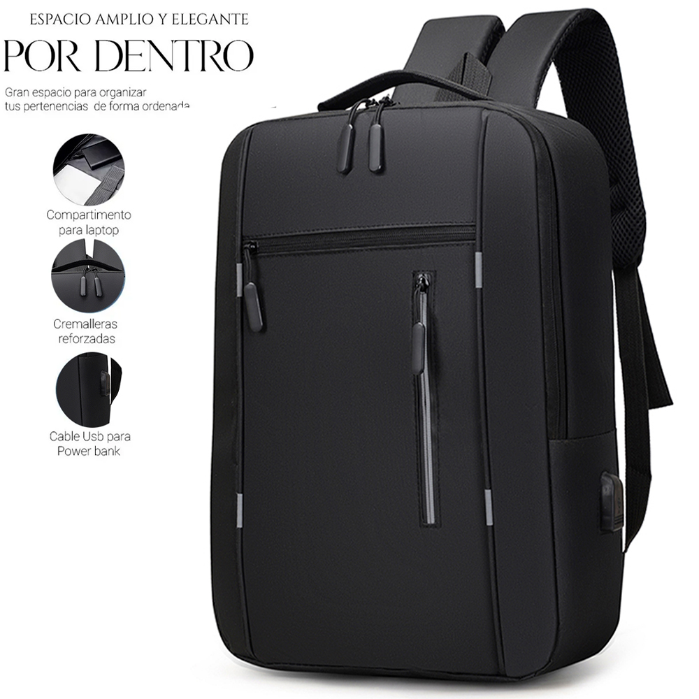 Foto 4 pulgar | Mochilas Backpack Impermeable Puerto Usb Set 3pzs Negro