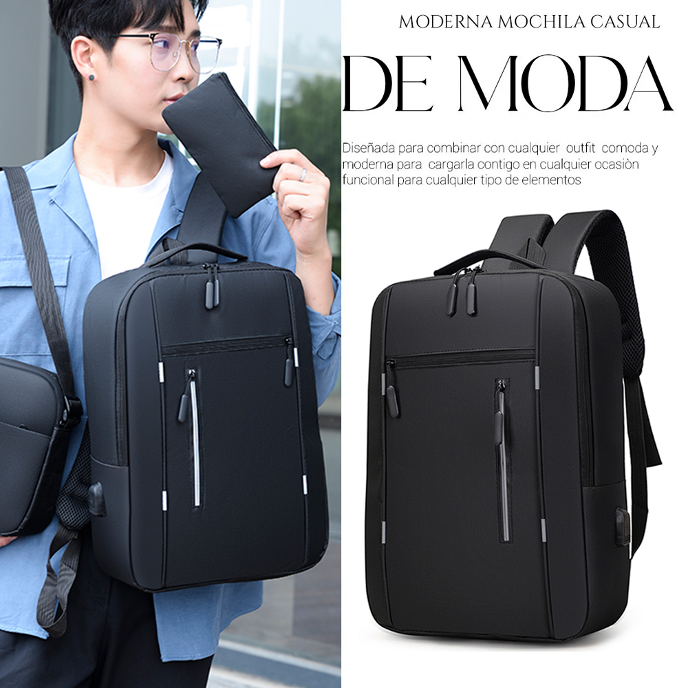 Foto 5 | Mochilas Backpack Impermeable Puerto Usb Set 3pzs Negro