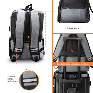 Foto 5 | Mochila Escolar Andrómeda Inc Gris con Espacio para Laptop