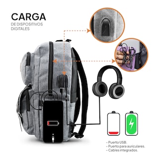 Foto 6 | Mochila Escolar Andrómeda Inc Gris con Espacio para Laptop