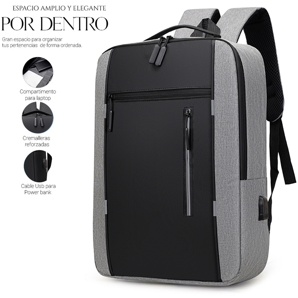 Foto 4 pulgar | Mochilas Backpack Impermeable Puerto Usb Set 3pzs Gris