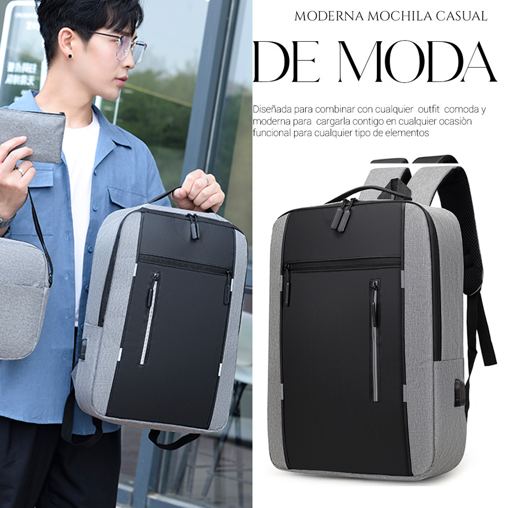 Foto 5 | Mochilas Backpack Impermeable Puerto Usb Set 3pzs Gris