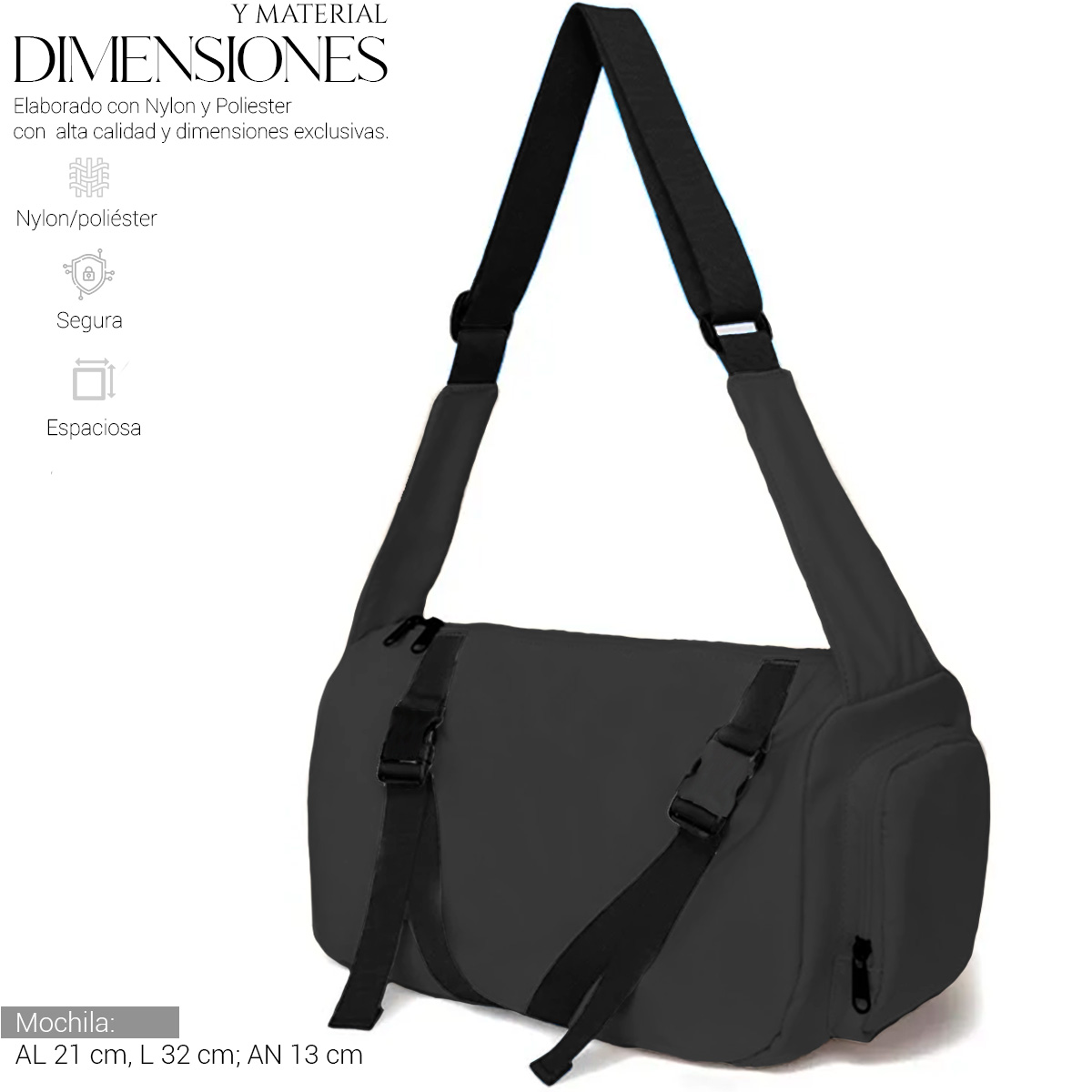 Foto 4 pulgar | Bolsa Riñonera Lateral Shendy Vendy con Correa Ajustable Negra para Mujer