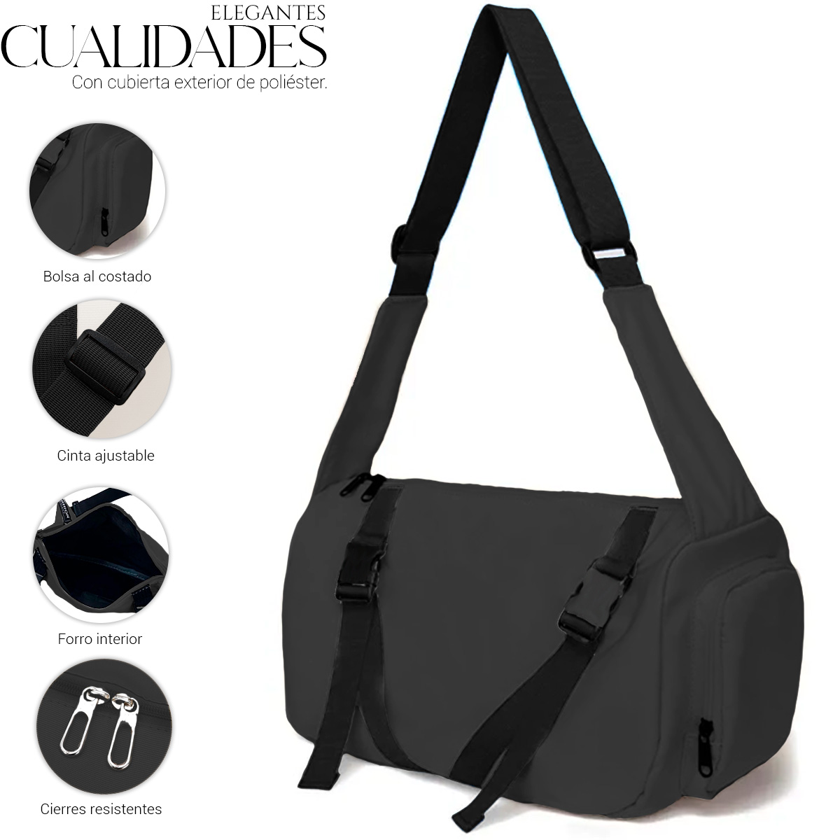 Foto 5 | Bolsa Riñonera Lateral Shendy Vendy con Correa Ajustable Negra para Mujer