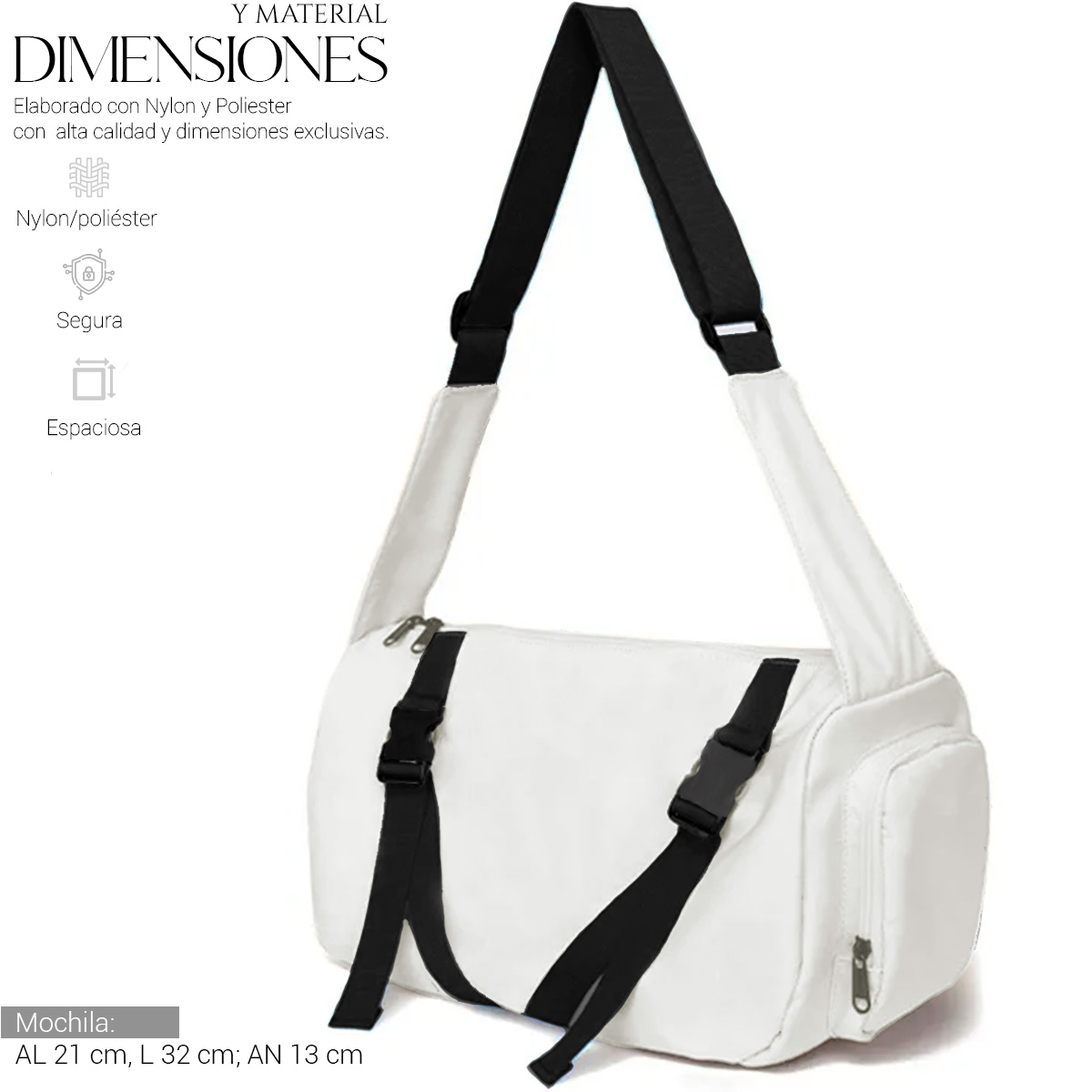 Foto 3 pulgar | Bolsa Shendy Vendy Blanca con Correa Ajustable para Mujer