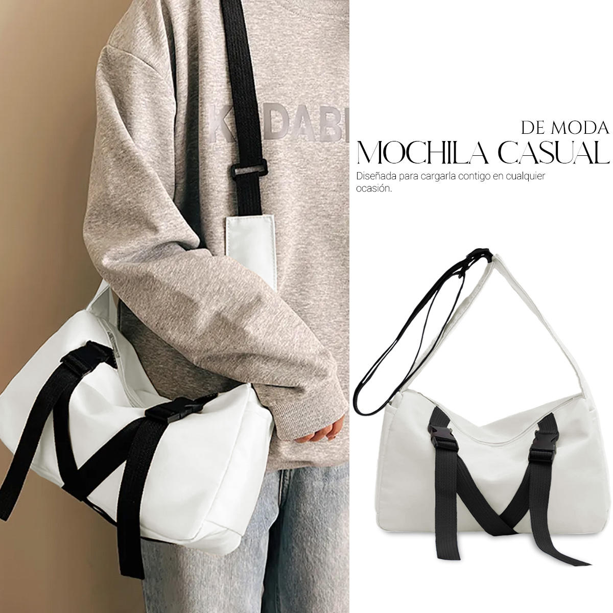 Foto 4 pulgar | Bolsa Shendy Vendy Blanca con Correa Ajustable para Mujer
