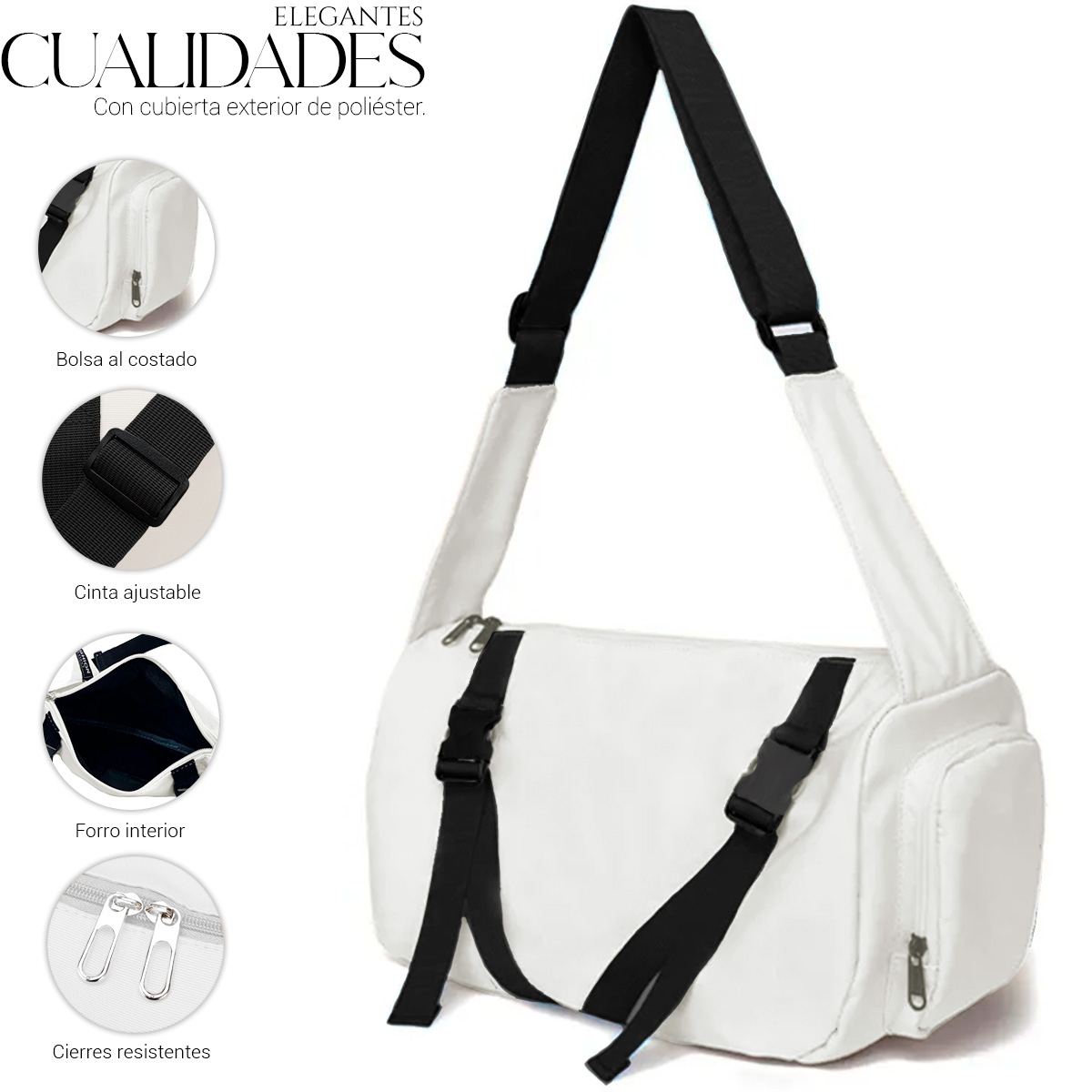 Foto 5 pulgar | Bolsa Shendy Vendy Blanca con Correa Ajustable para Mujer