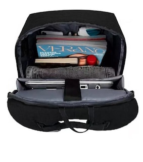 Foto 3 | Mochila De Gran Capacidad Antirrobo Para Laptop Cargador Usb Color Negro Con Rojo