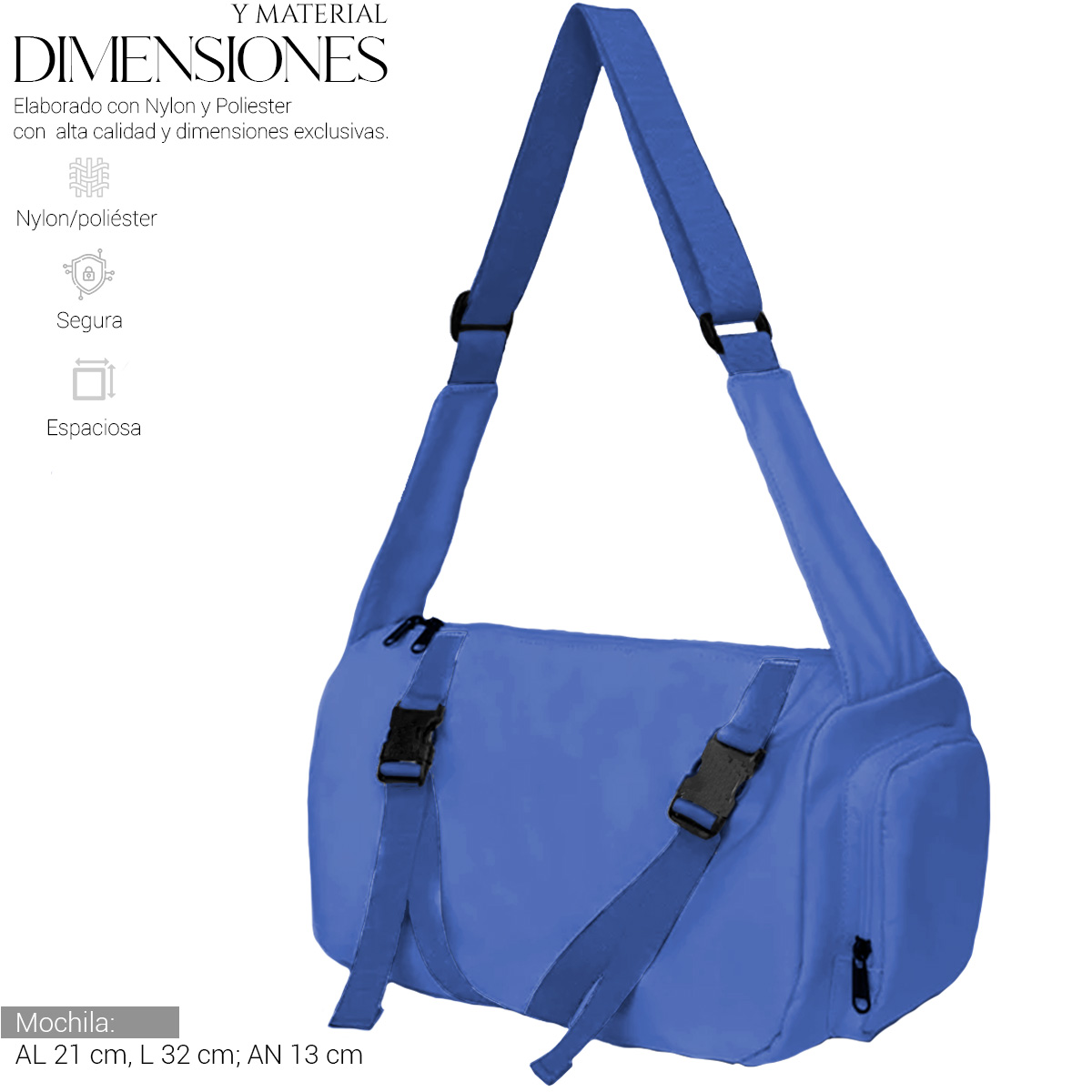 Foto 4 pulgar | Bolsa Crossbody Shendy Vendy Azul con Correa Ajustable para Mujer