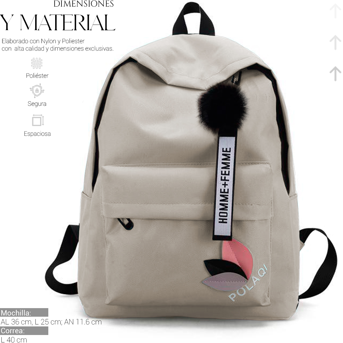 Foto 3 | Mochila Multifuncional Backpack Minimalista de Gran Capacidad Gris